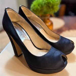 Michael Kors Black Satin Peep Toe Heels